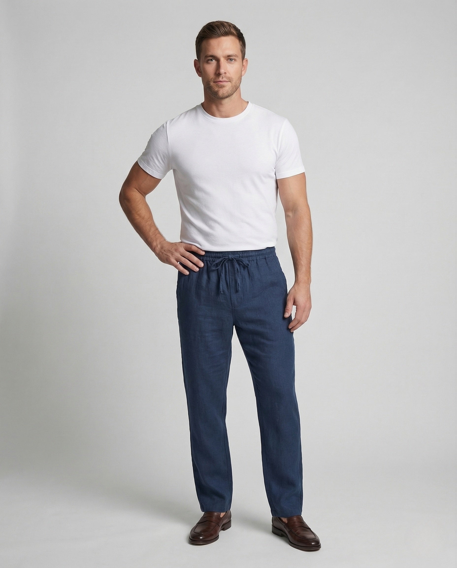 Pantaloni Lino Uomo Ampi con Coulisse Estate - Brentozzi