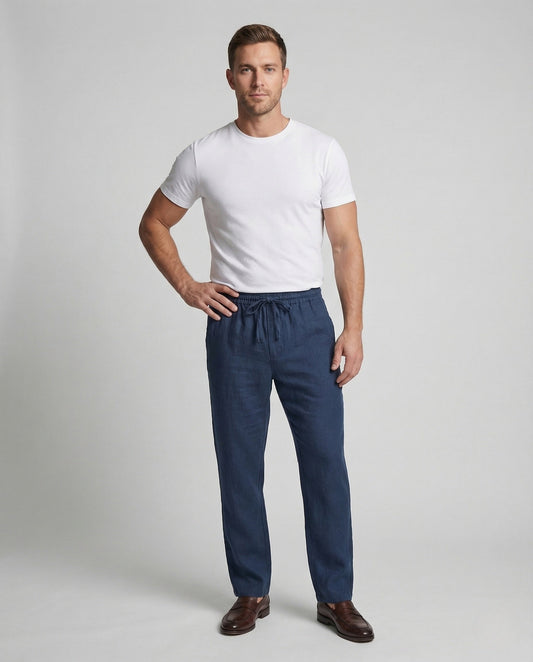 Pantaloni Lino Uomo Ampi con Coulisse Estate - Brentozzi