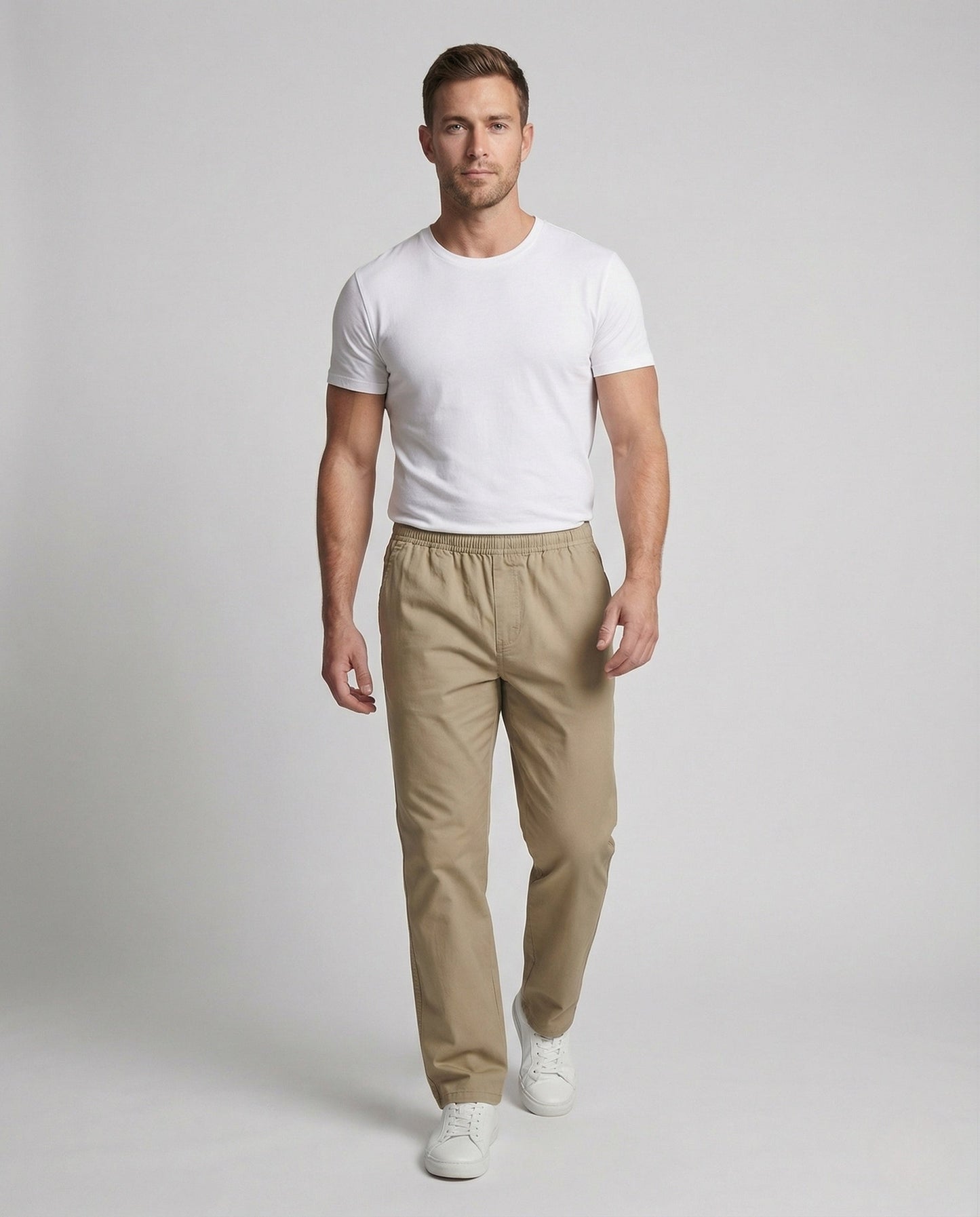 Pantaloni Chino Uomo Vita Elastica Taglio Dritto - Brentozzi