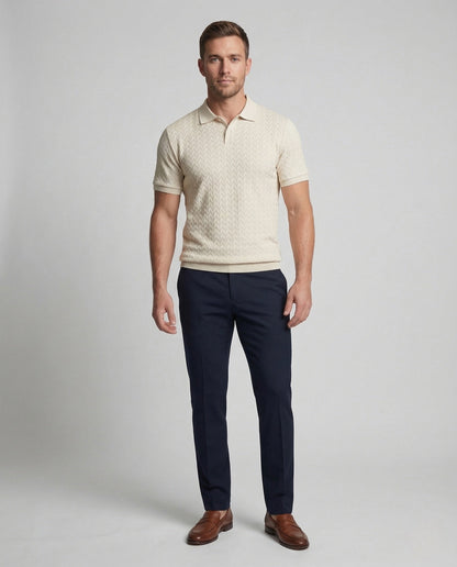 Polo Uomo Maglia Sottile Motivo a V Slim Fit - Brentozzi