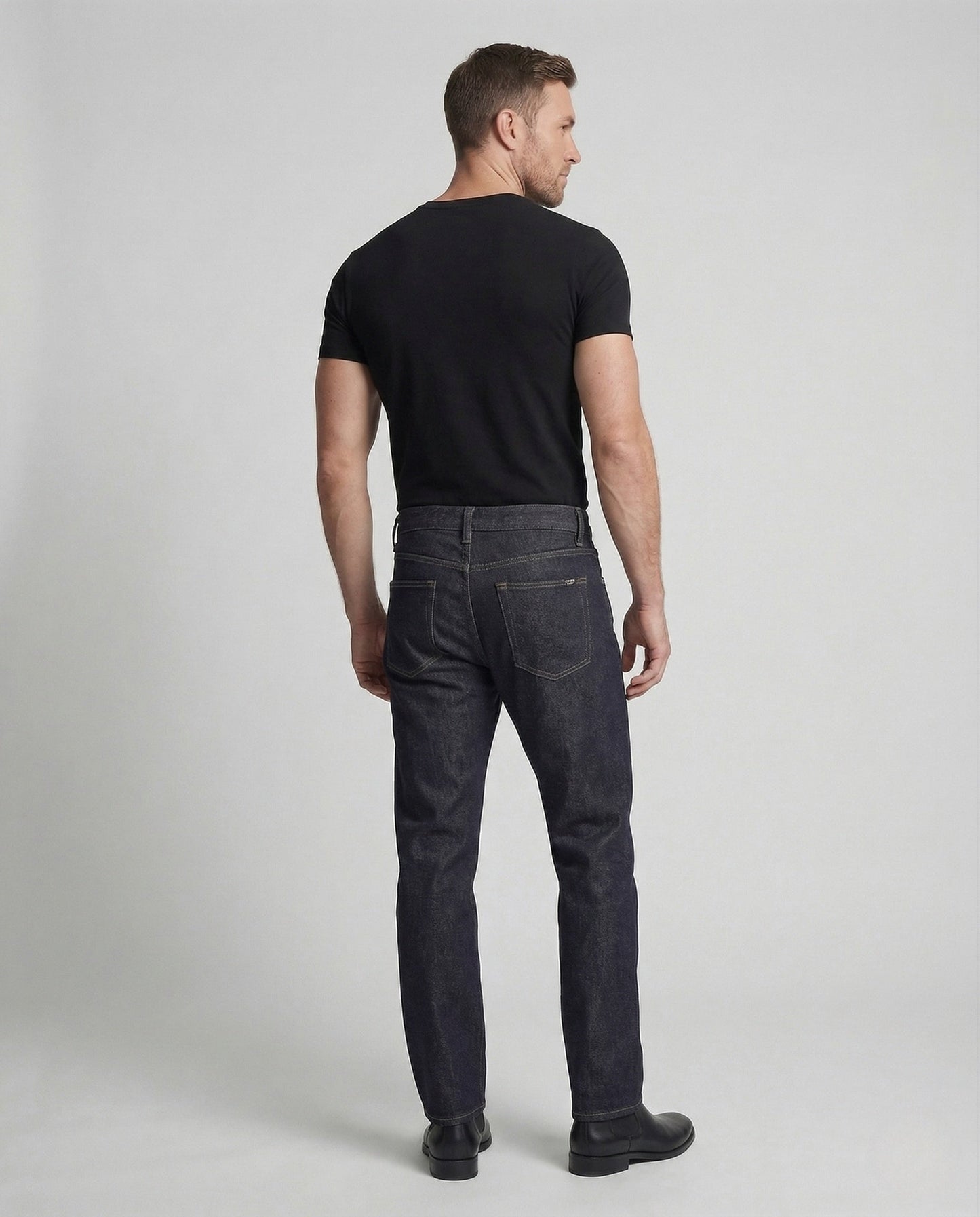 Jeans Uomo Relax Vita Alta in Denim Grezzo