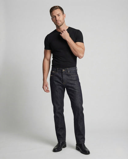 Jeans Uomo Relax Vita Alta in Denim Grezzo
