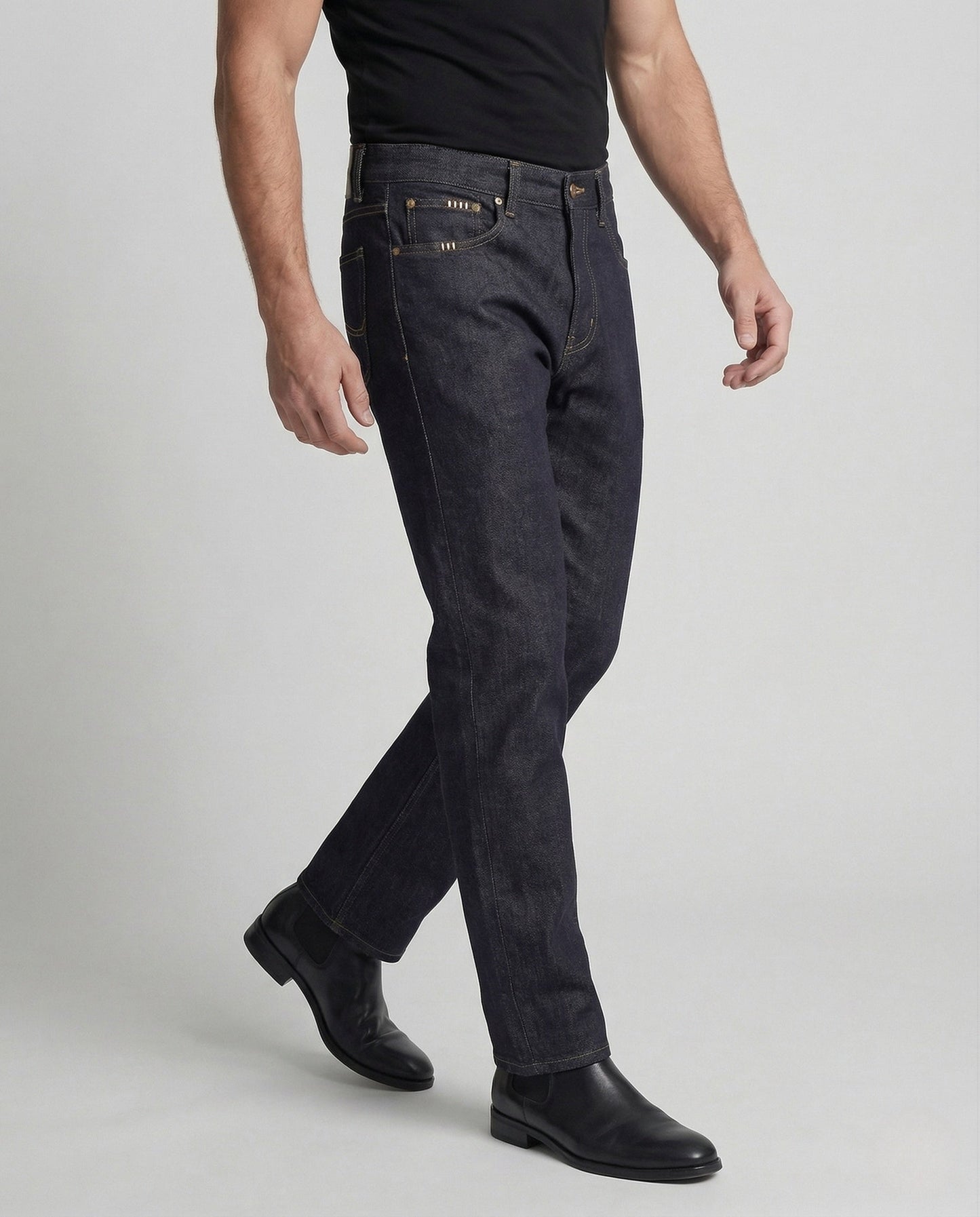 Jeans Uomo Relax Vita Alta in Denim Grezzo