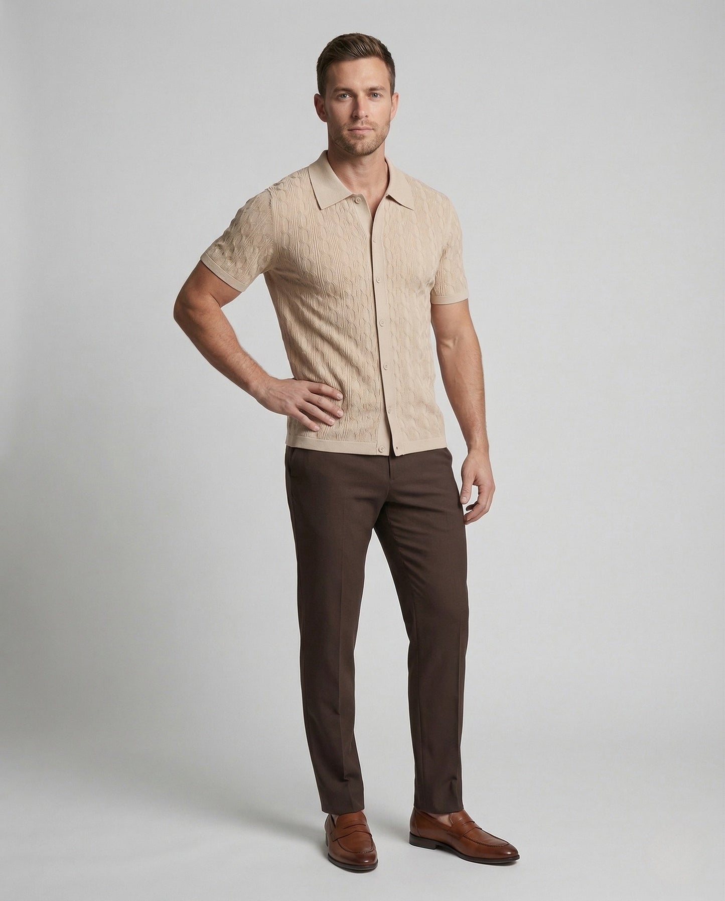 Camicia Uomo Maglia Sottile Manica Corta Strutturata - Brentozzi