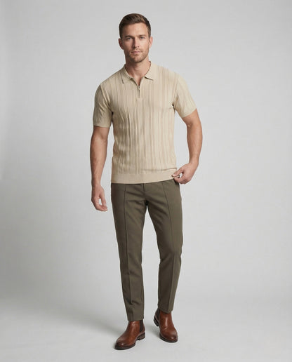 Polo Uomo Maglia Mezzo Zip con Struttura a Rilievo - Brentozzi