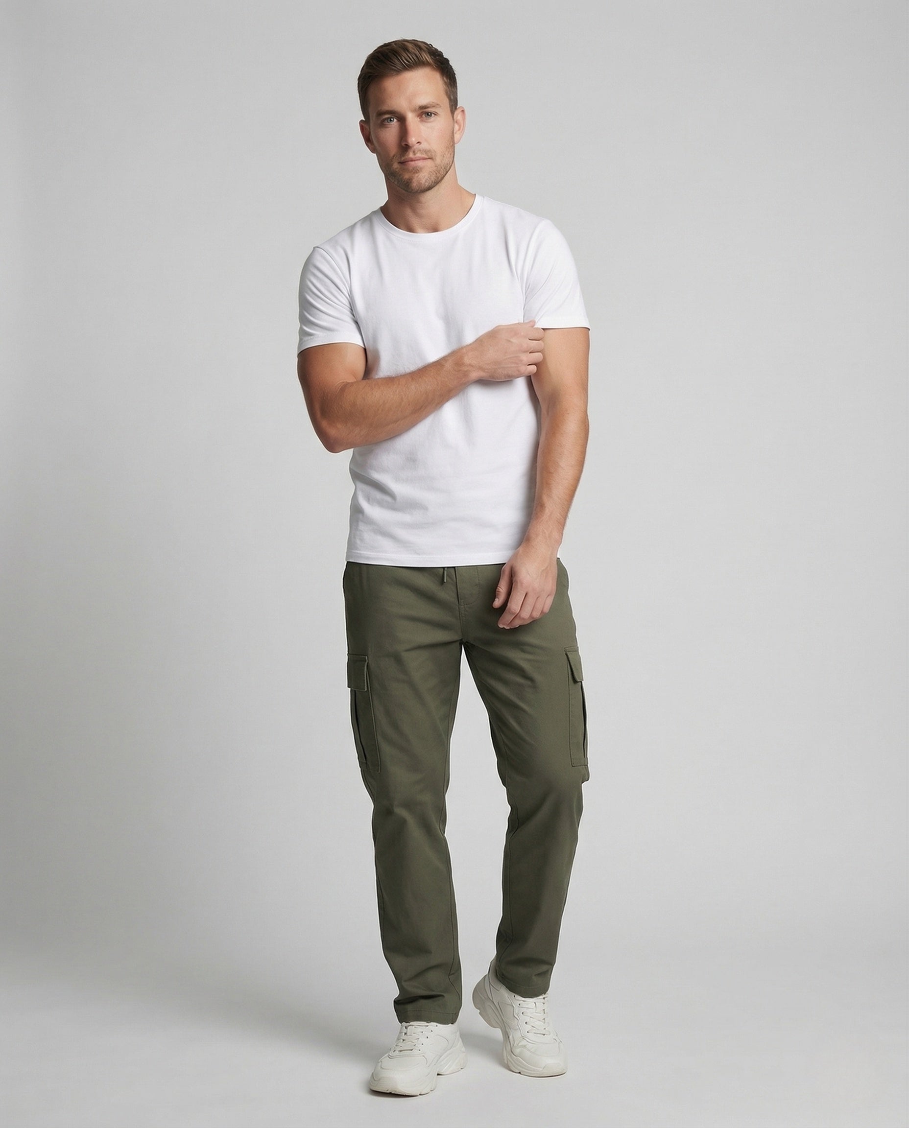 Pantaloni Cargo Uomo Tessuto Morbido con Coulisse Ampi - Brentozzi