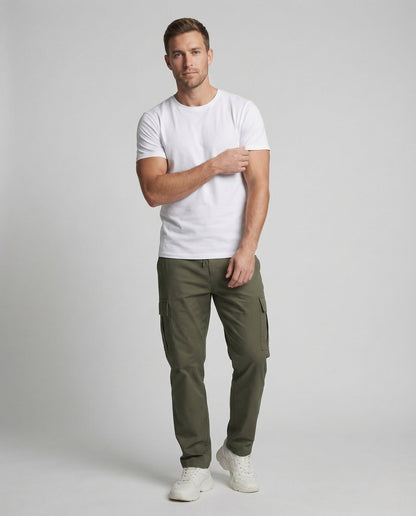 Pantaloni Cargo Uomo Tessuto Morbido con Coulisse Ampi - Brentozzi