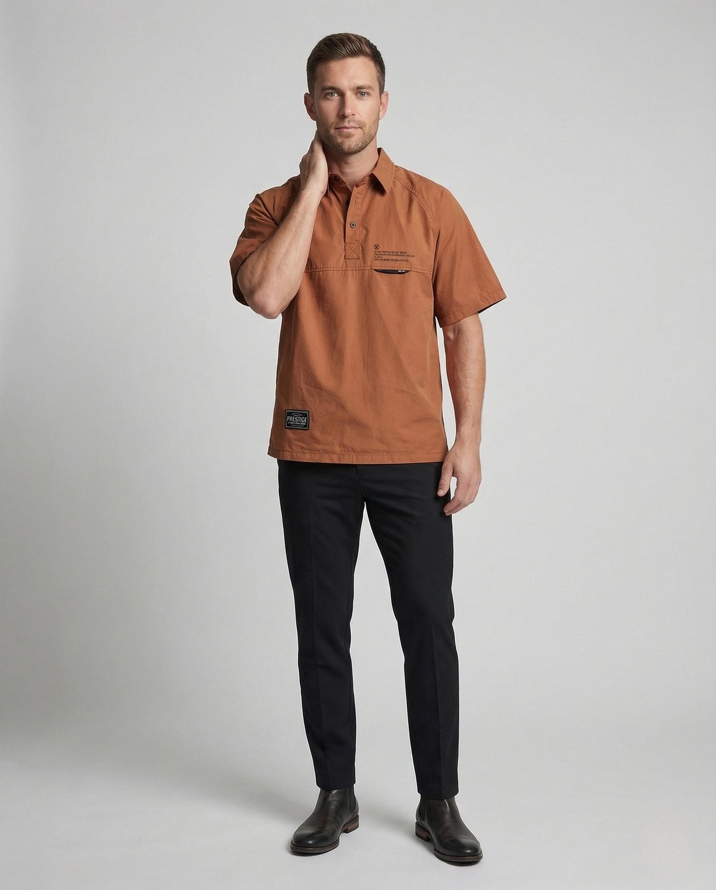 Polo Uomo Oversize Manica Corta Raglan Patch Logo - Brentozzi