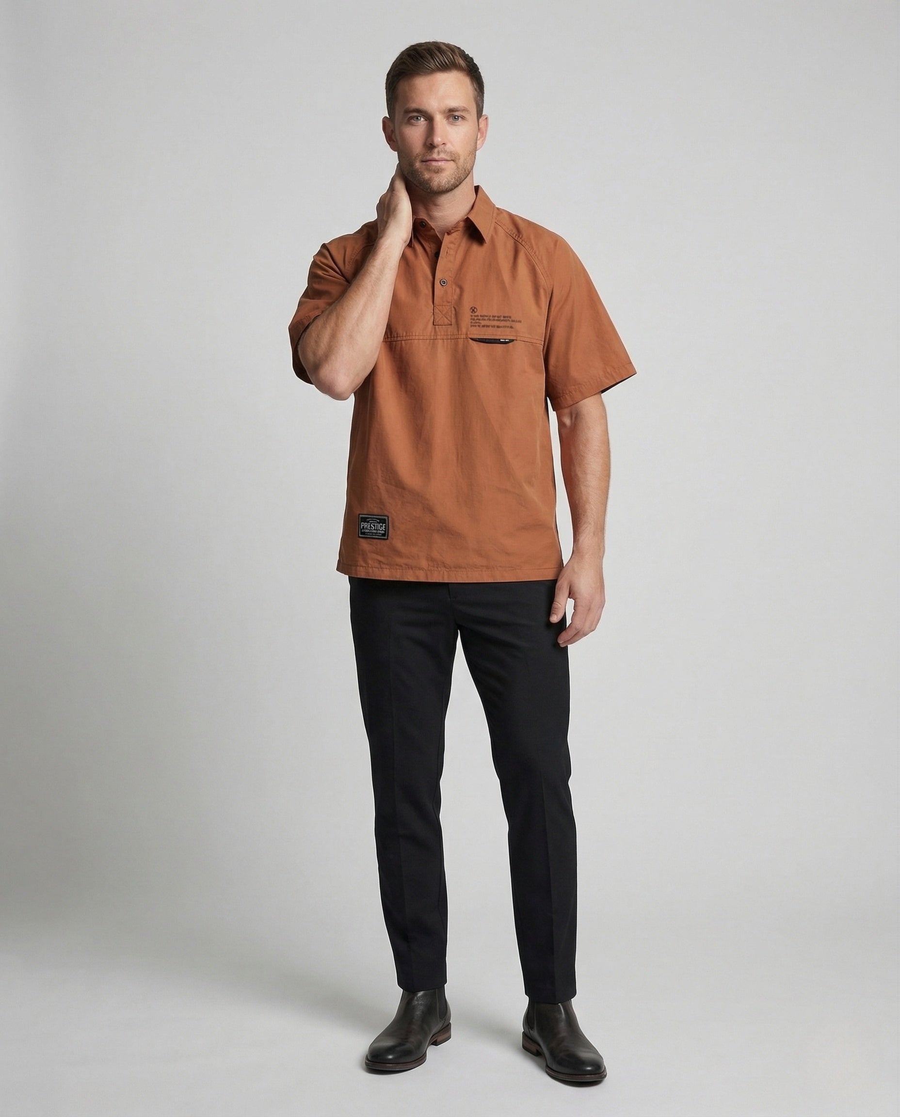 Polo Uomo Oversize Manica Corta Raglan Patch Logo - Brentozzi