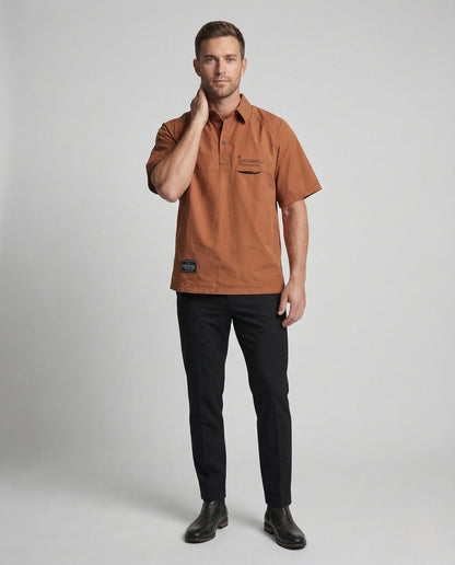 Polo Uomo Oversize Manica Corta Raglan Patch Logo - Brentozzi