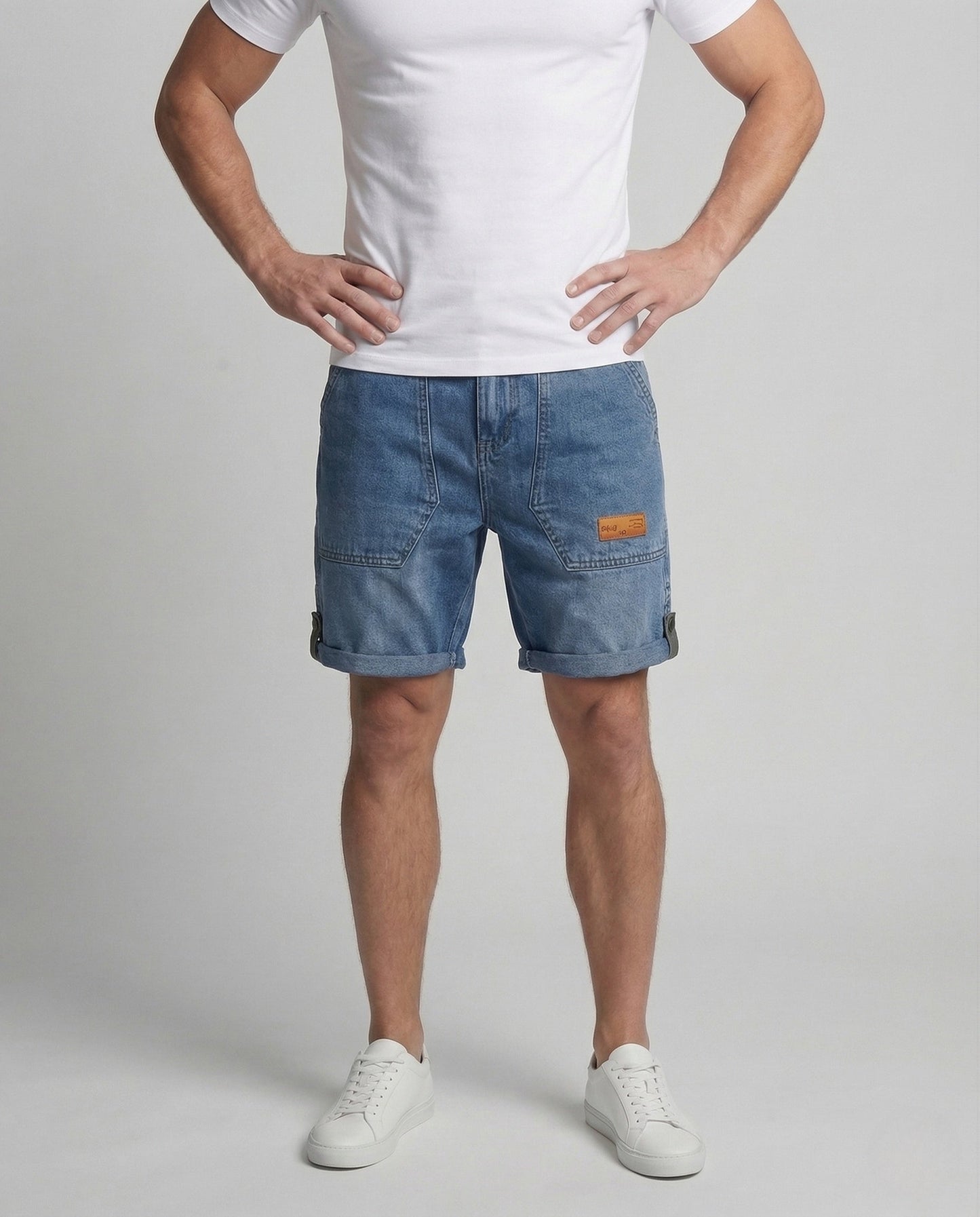 Pantaloncini Uomo Denim con Tasche Cargo e Risvolto - Brentozzi
