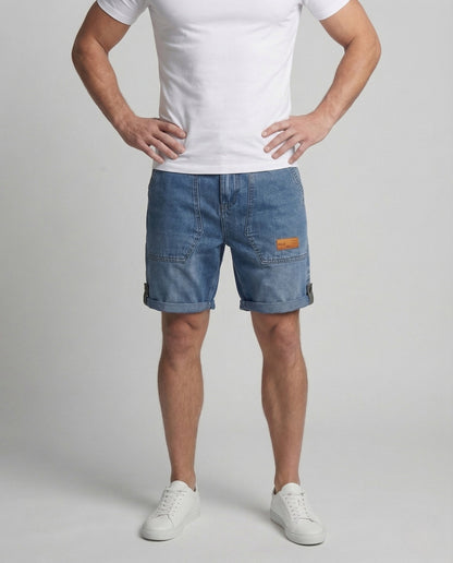 Pantaloncini Uomo Denim con Tasche Cargo e Risvolto - Brentozzi