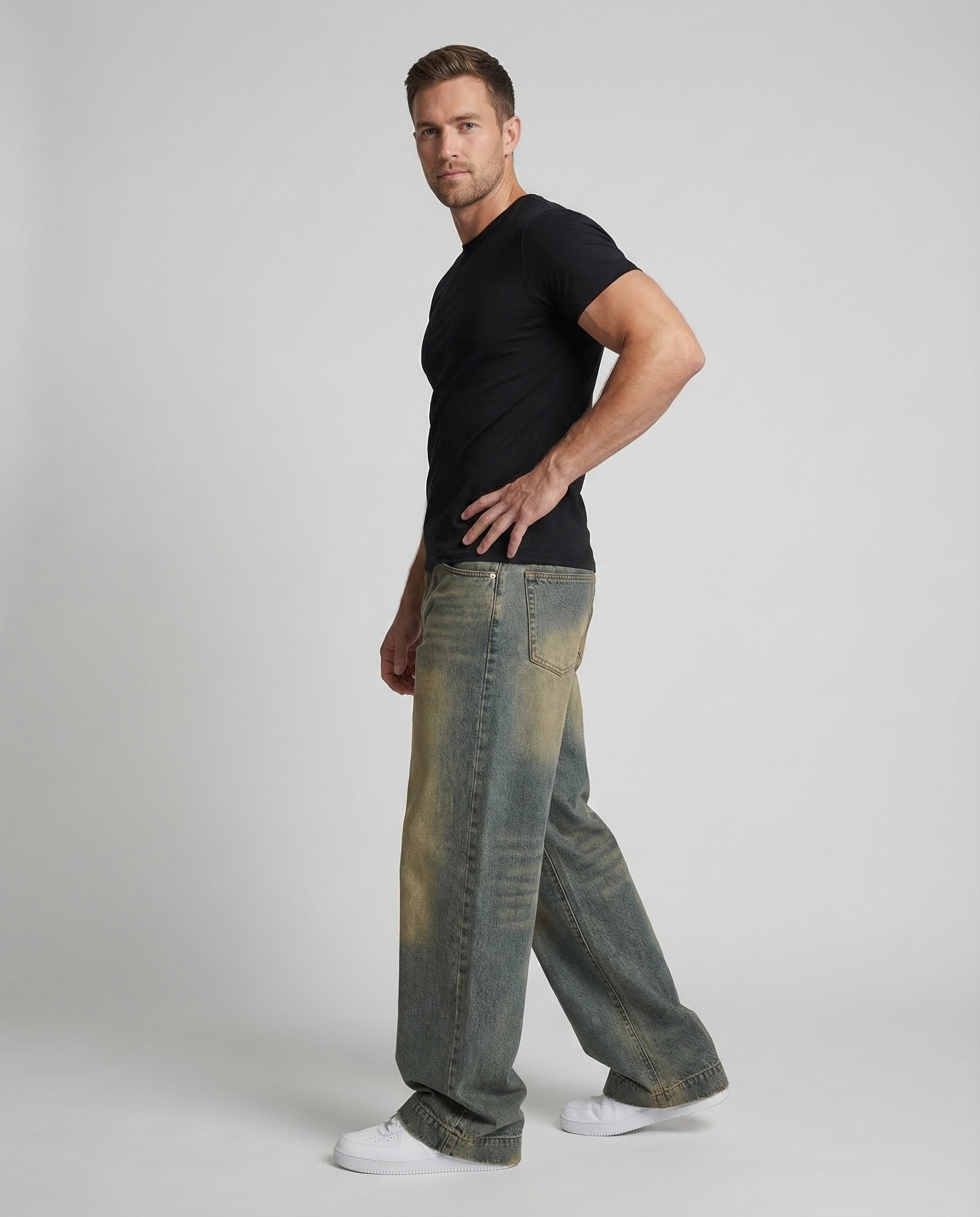 Pantaloni Denim Unisex Vestibilità Ampia Lavaggio Used - Brentozzi