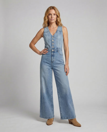 Tuta Larga Donna in Denim Scollo a V - Brentozzi