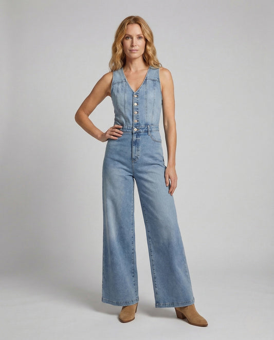 Tuta Larga Donna in Denim Scollo a V - Brentozzi