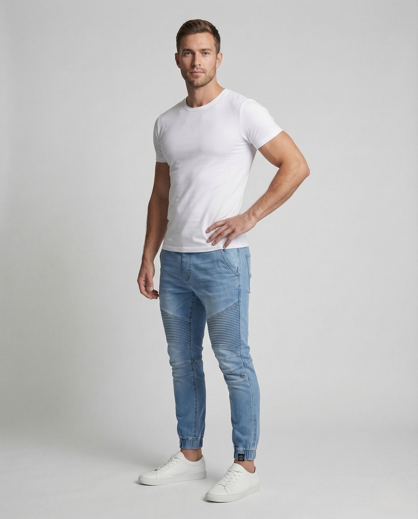 Pantaloni Jogging Uomo Denim Slim Vita Elastica - Brentozzi