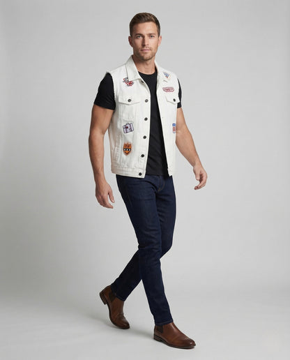 Gilet Unisex in Cotone con Patch Retrò Regular Fit - Brentozzi