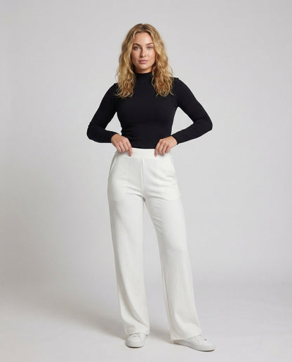 Pantaloni Donna in Velluto Costine Vita Alta Taglio Largo - Brentozzi