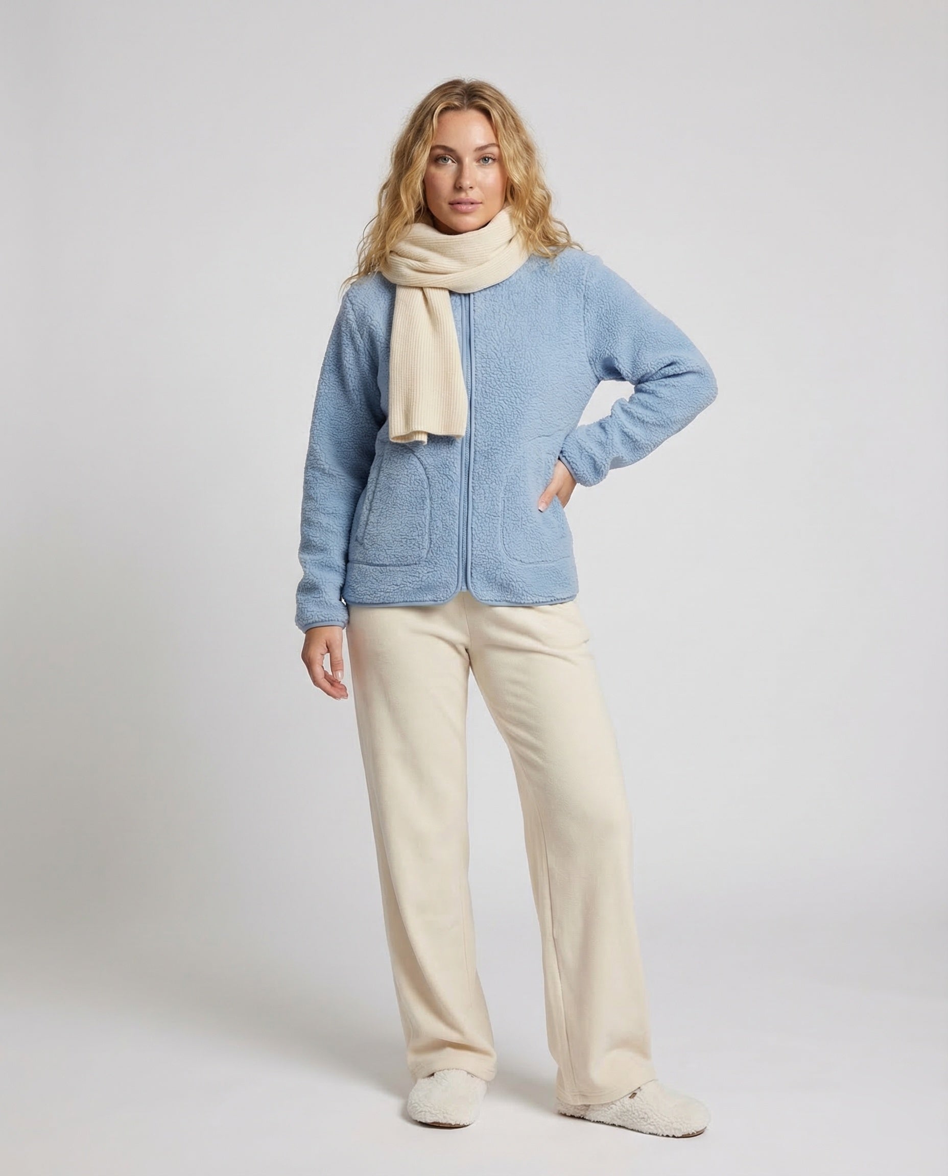 Giacca Teddy Donna in Pile con Zip Collo Alto e Tasche - Brentozzi