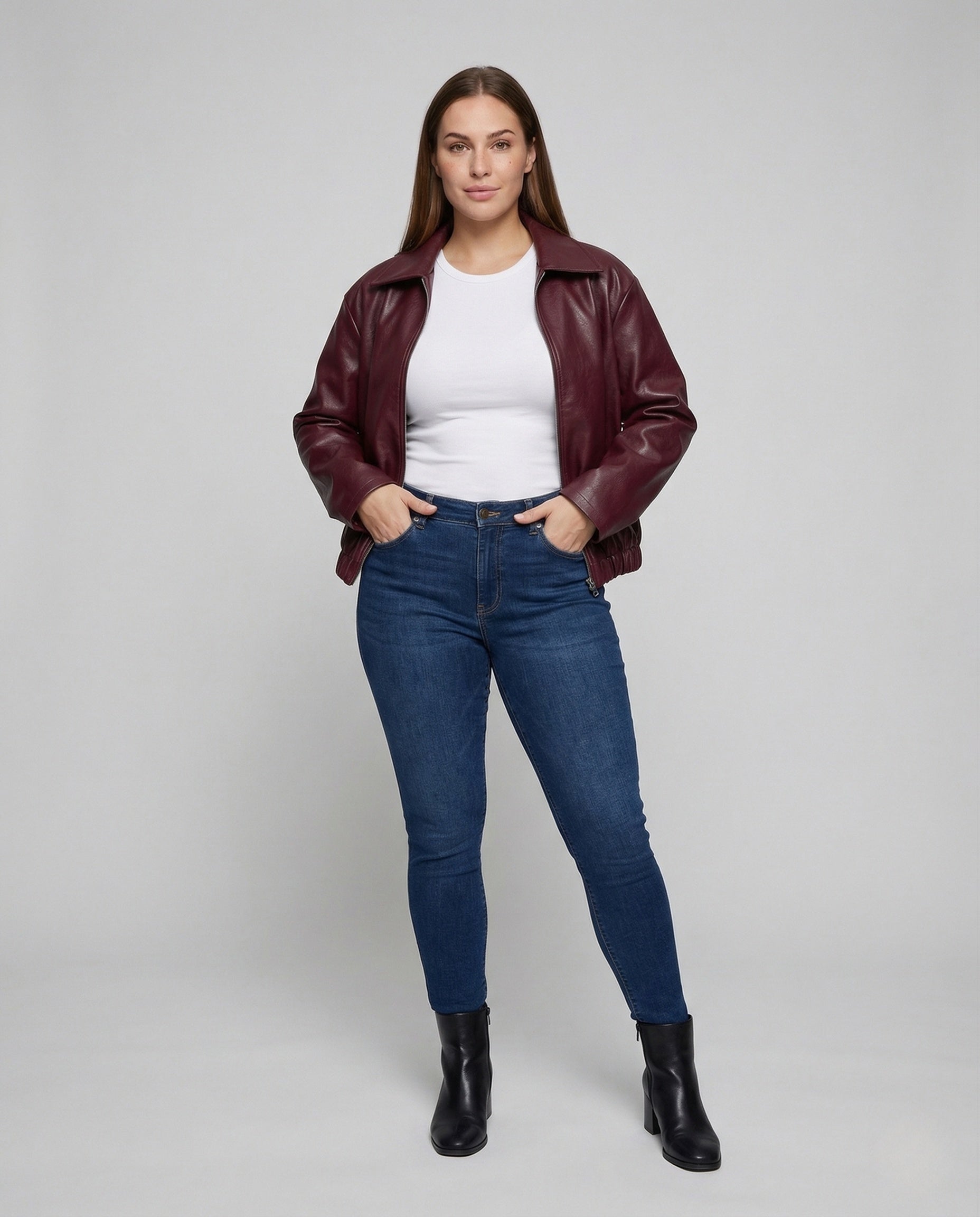 Giacca Donna in Ecopelle Scollo a Camicia Vestibilità Ampia - Brentozzi