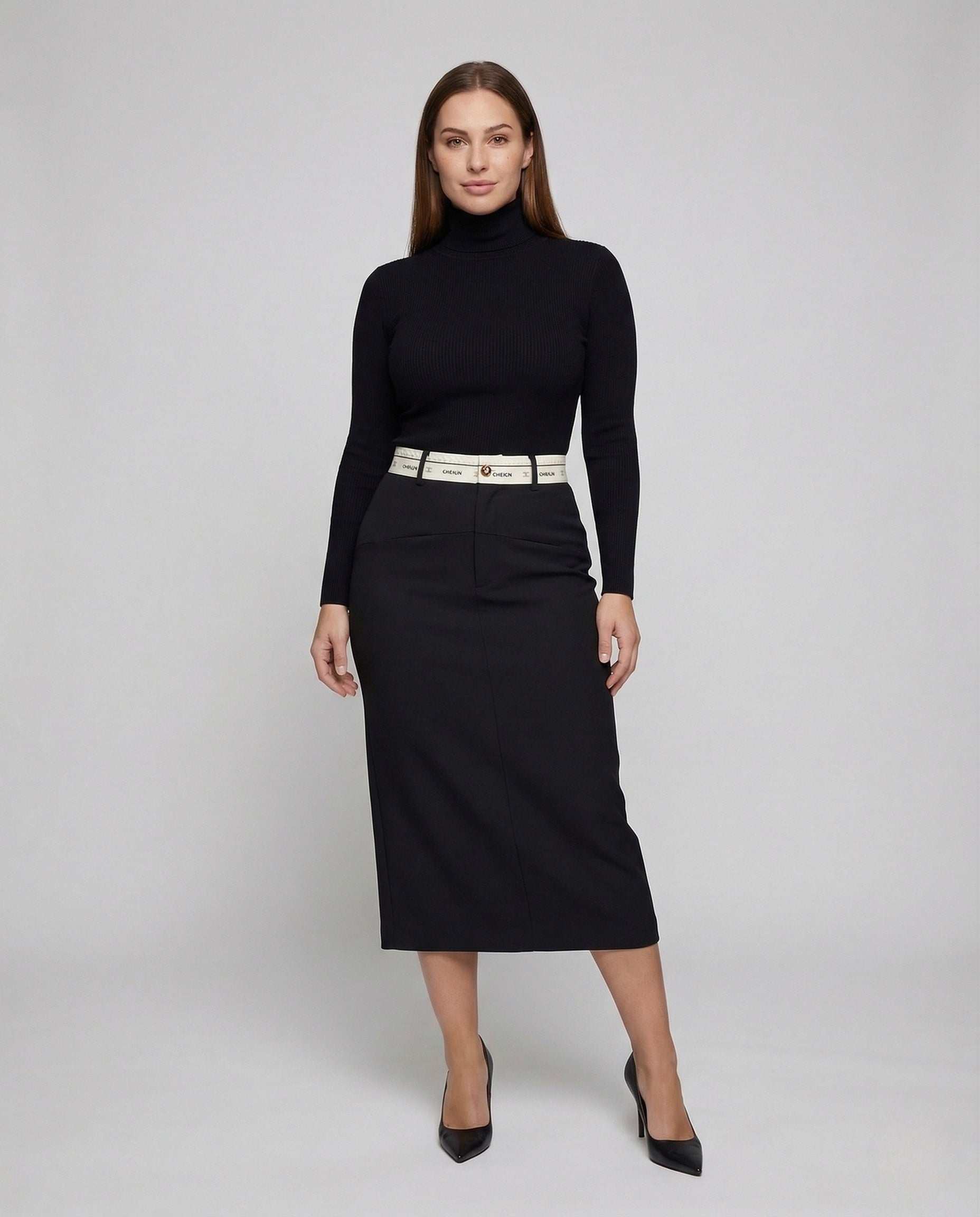 Gonna Donna Tubino Vita Alta Fascia con Logo - Brentozzi