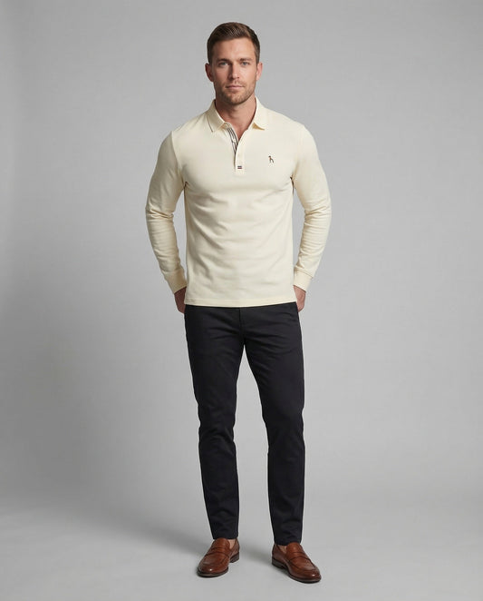 Polo Uomo Manica Lunga Piqué Colletto Camicia Ricamo - Brentozzi