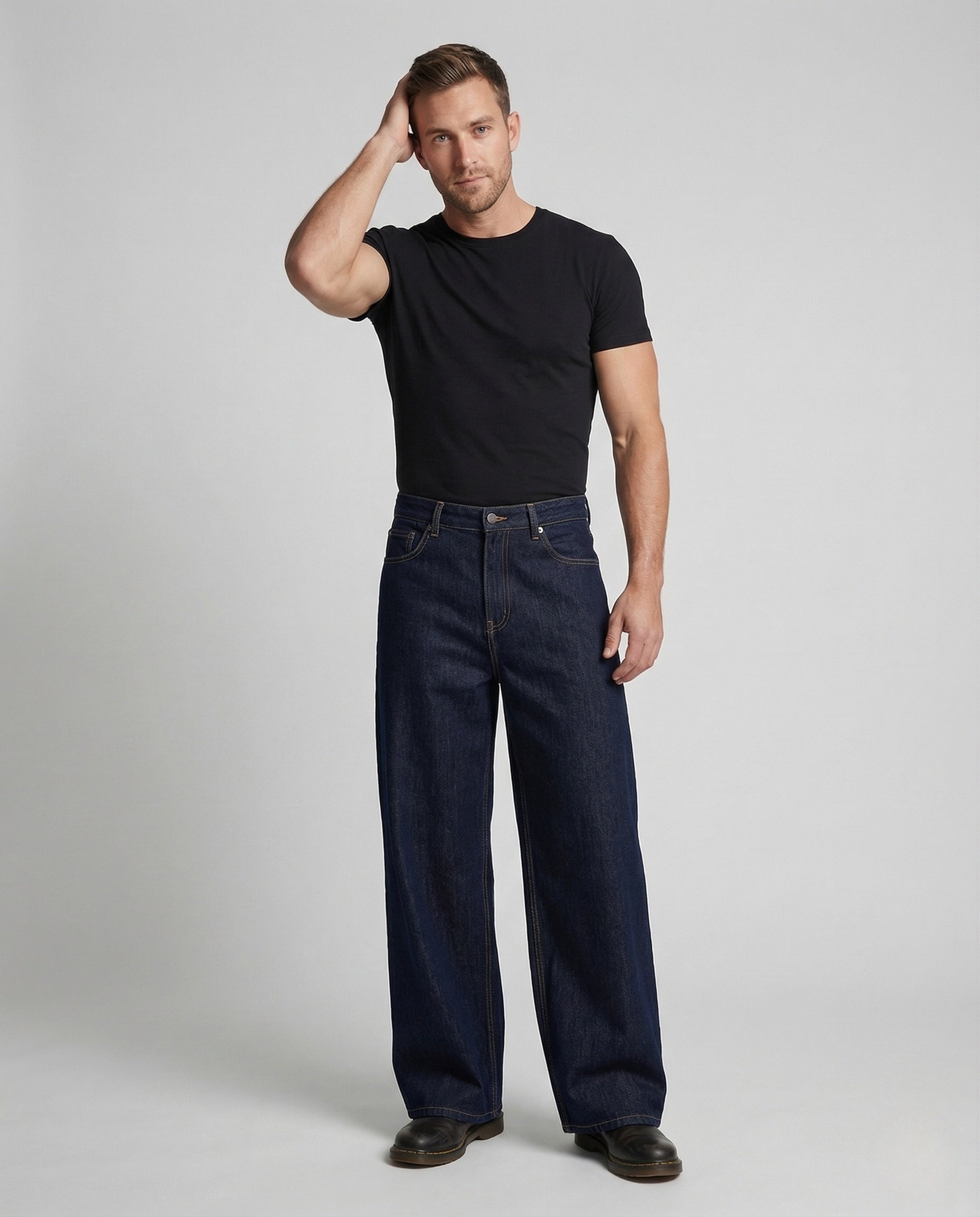 Jeans Uomo Vita Alta Gamba Larga Extra Ampia - Brentozzi