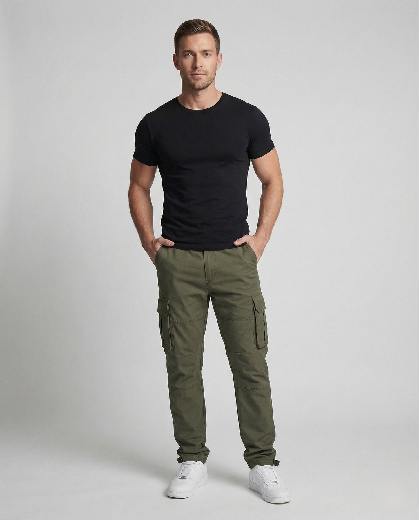 Pantaloni Cargo Uomo Tasche Multiple Rinforzo Ginocchia - Brentozzi