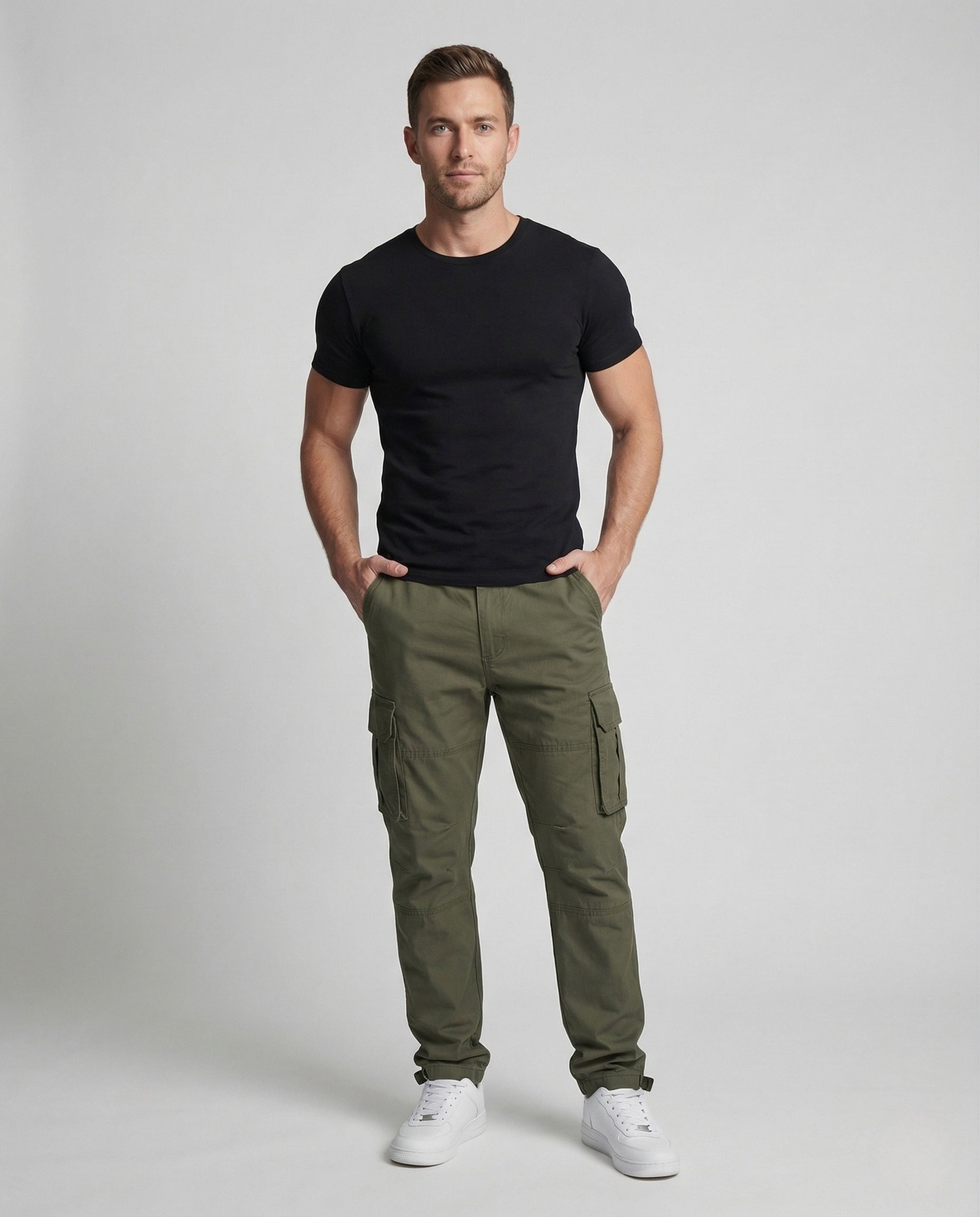 Pantaloni Cargo Uomo Tasche Multiple Rinforzo Ginocchia - Brentozzi