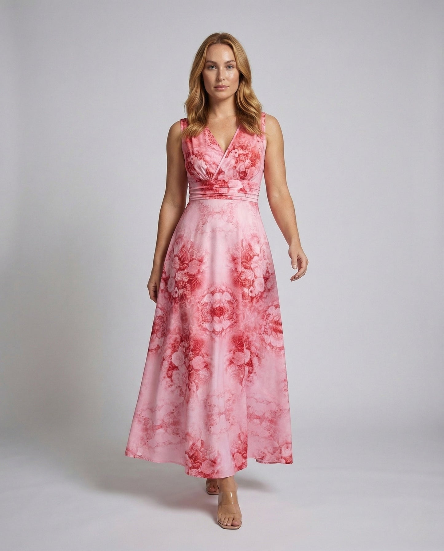 Abito Maxi Donna Fantasia Floreale Dettaglio Incrociato Linea A - Brentozzi