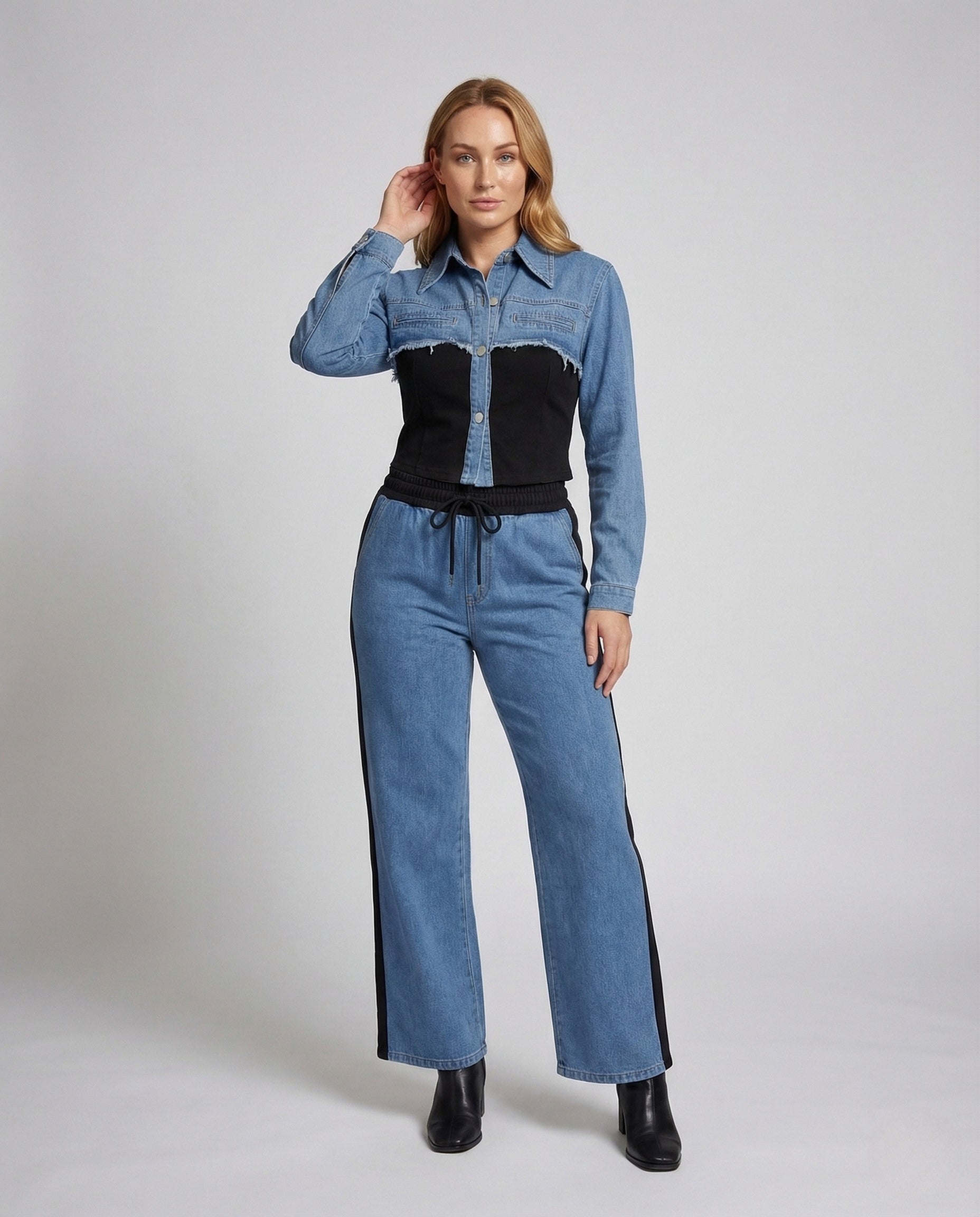 Completo Donna Jeans Giacca e Pantaloni Jogging Elasticizzati - Brentozzi