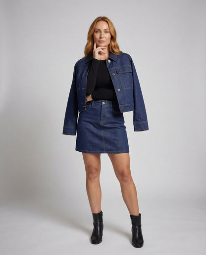 Completo Donna Jeans Giacca Oversize Gonna A Linea - Brentozzi