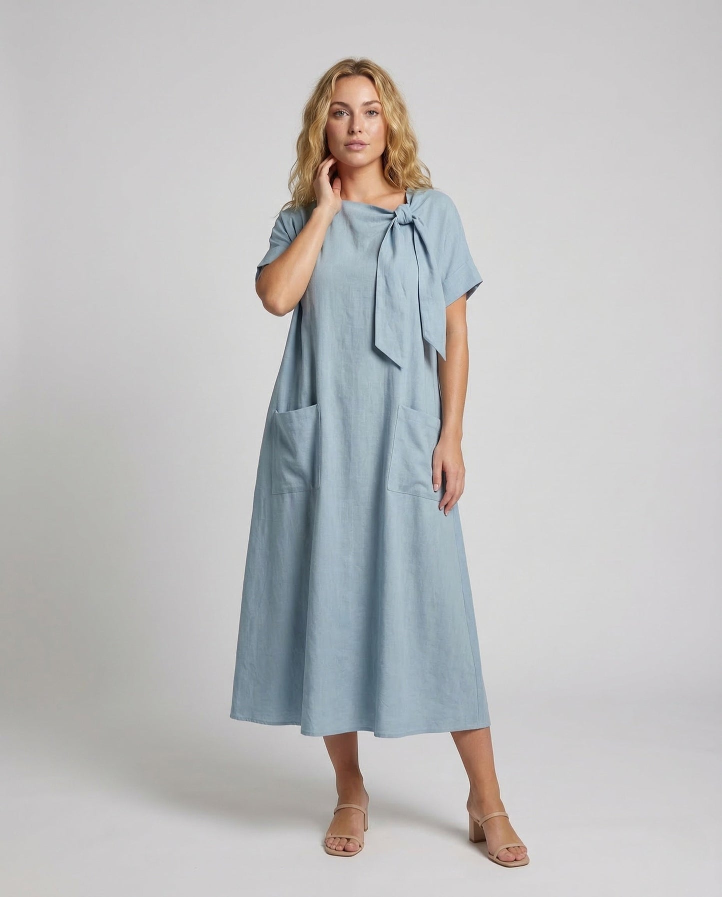 Abito Maxidress Donna Collo Nodo Tasche - Brentozzi