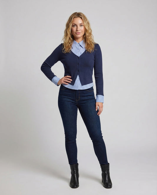 Cardigan Donna in Maglia Colletto Camicia - Brentozzi