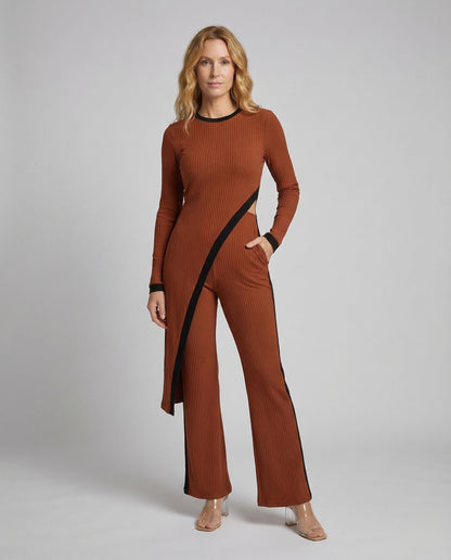 Tuta Donna in Maglia Costina Pantalone Svasato - Brentozzi