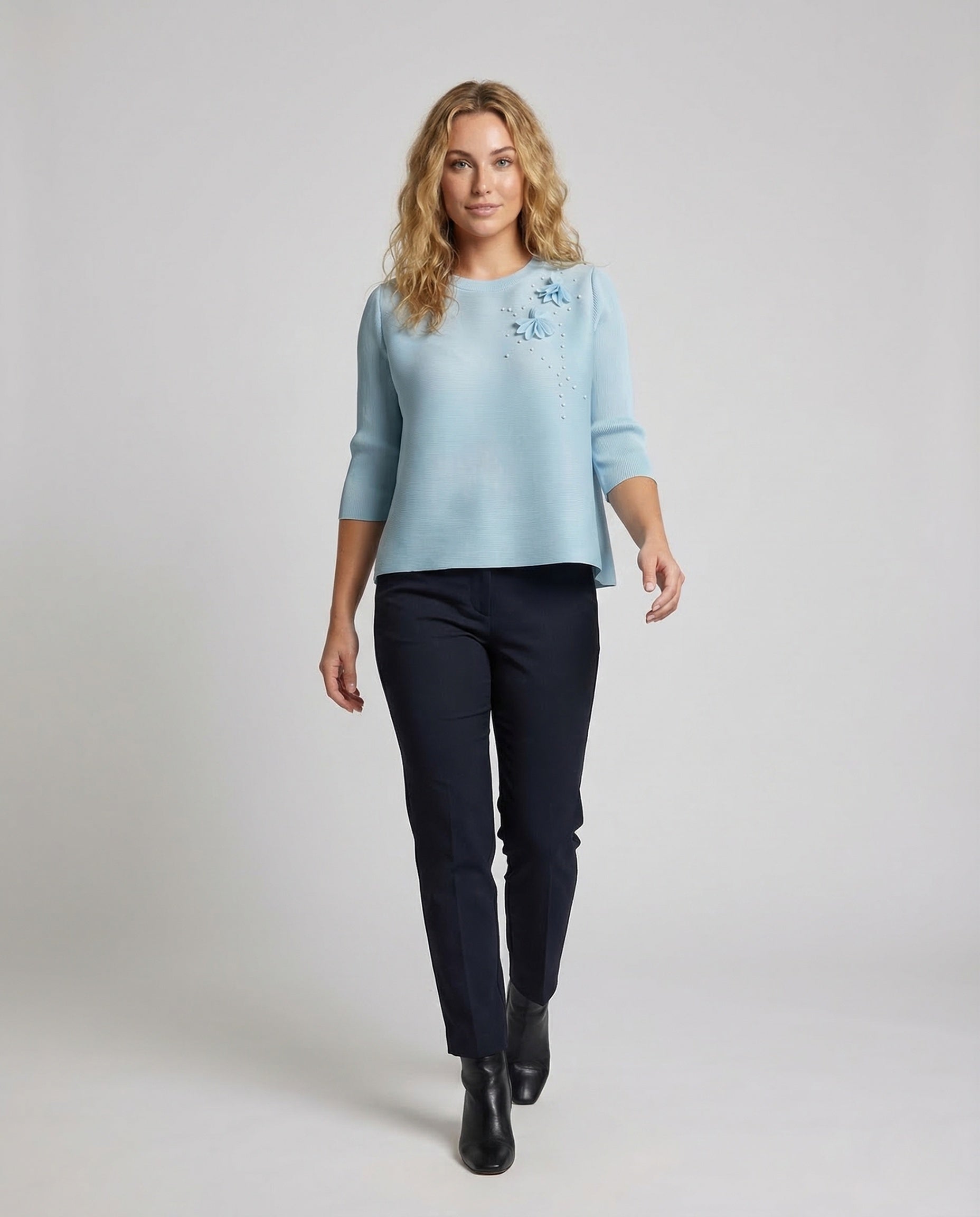 Camicia Donna Ampia Applicazione Floreale - Brentozzi