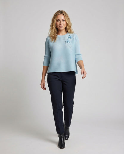 Camicia Donna Ampia Applicazione Floreale - Brentozzi