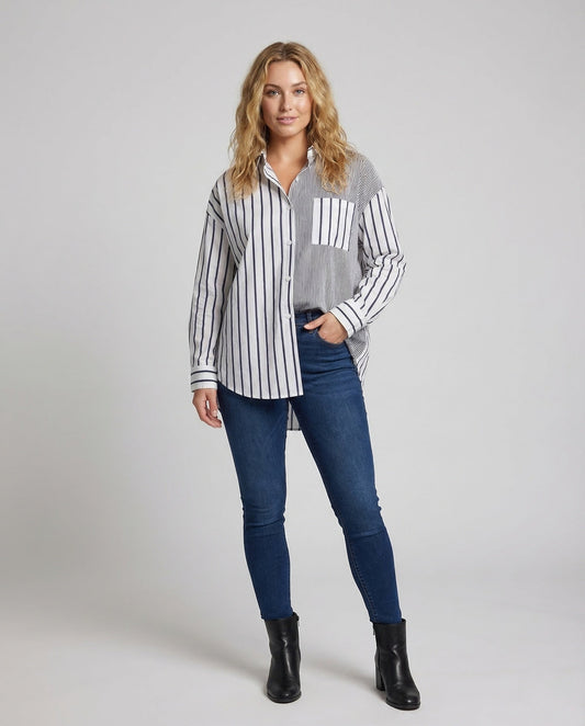 Camicia Donna a Righe con Abbottonatura Frontale - Brentozzi