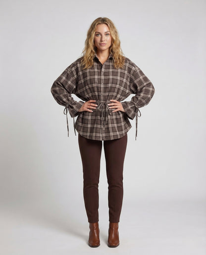 Camicia Donna a Quadri Oversize Manica Lunga - Brentozzi