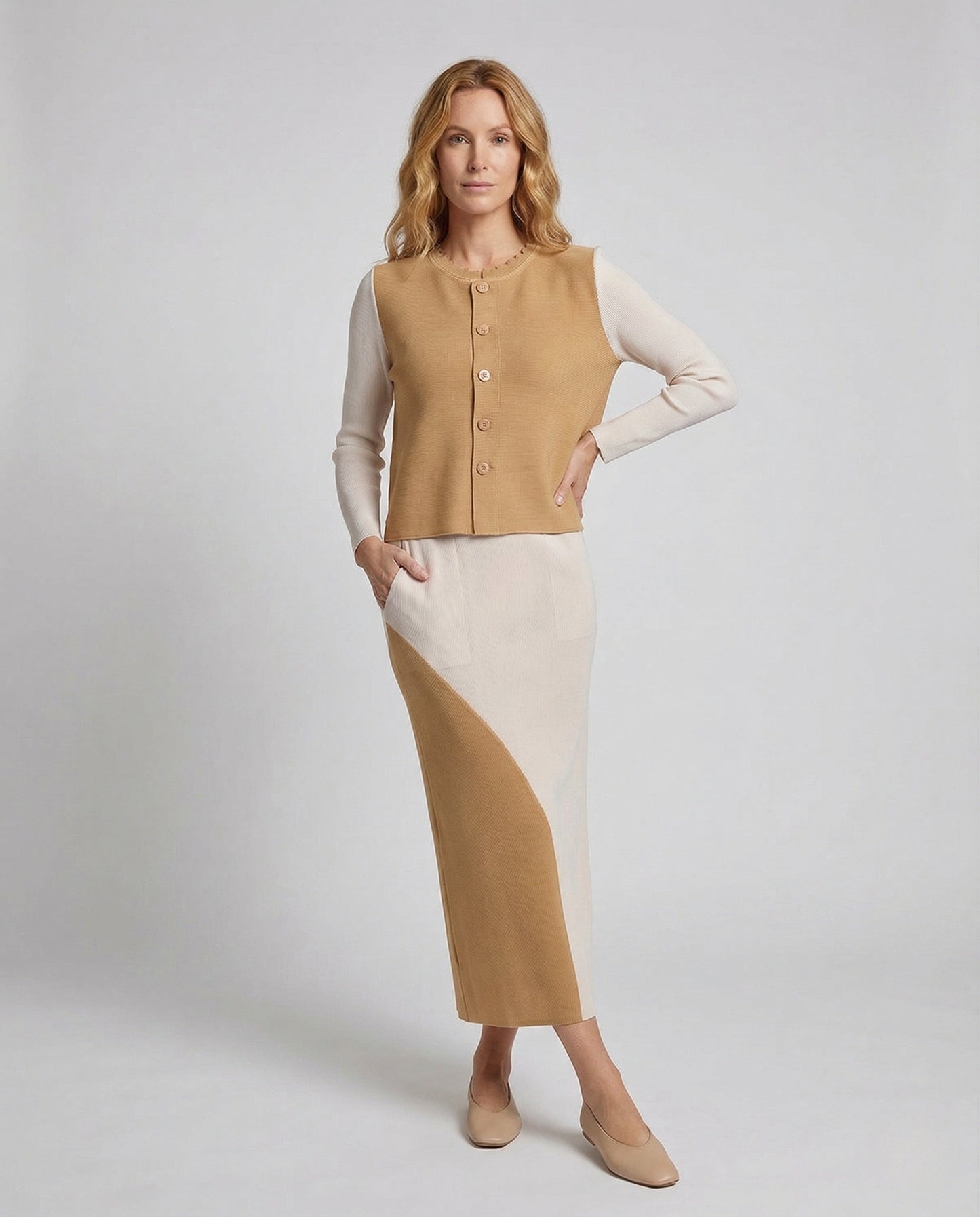 Completo Donna Maglia Cardigan e Gonna Lunga in Maglia - Brentozzi