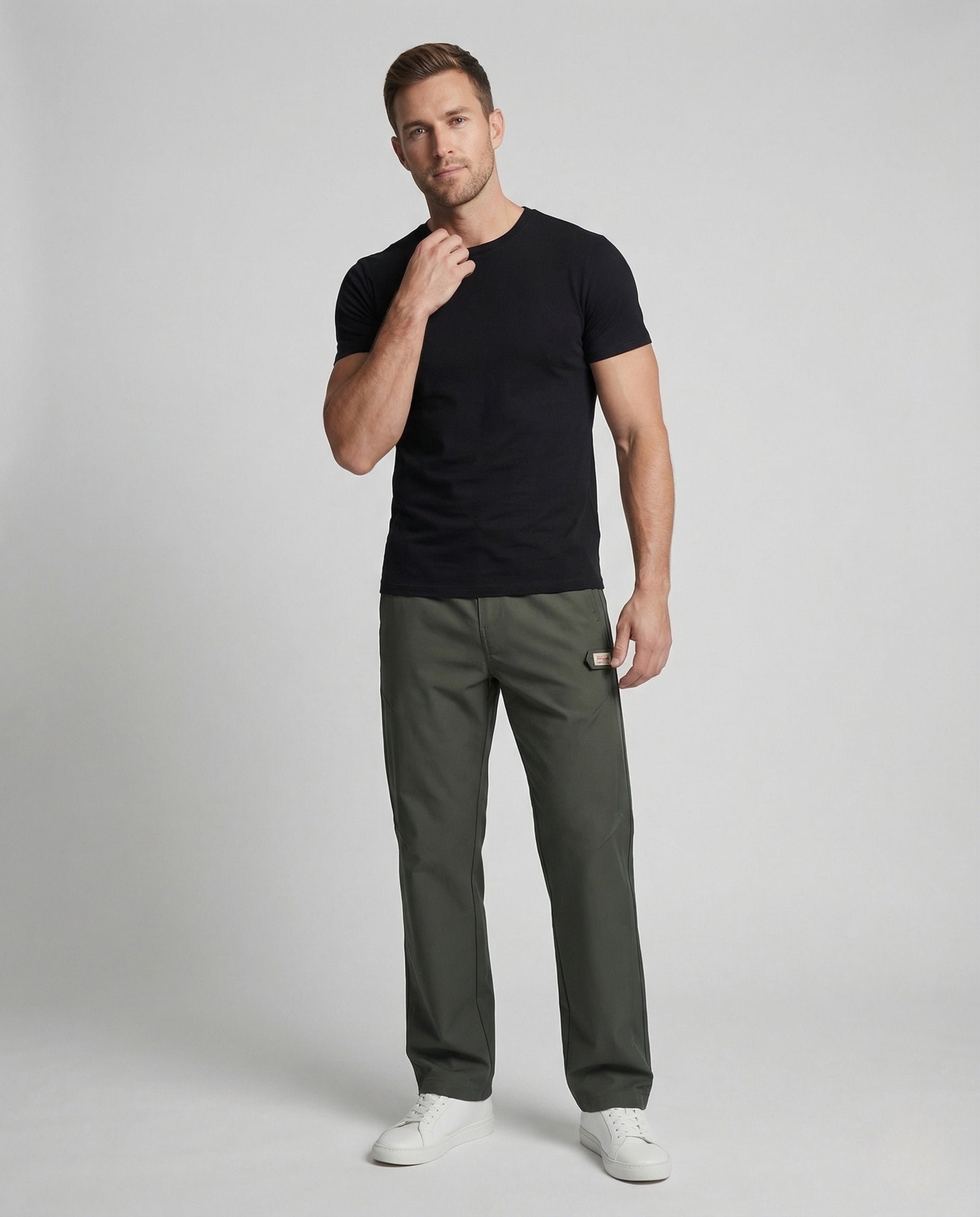 Pantaloni Cargo Uomo Taglio Dritto Tasche Utility - Brentozzi