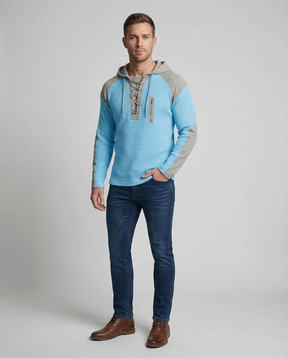 Felpa Uomo in Maglia Waffle con Cappuccio Zip e Tasche - Brentozzi