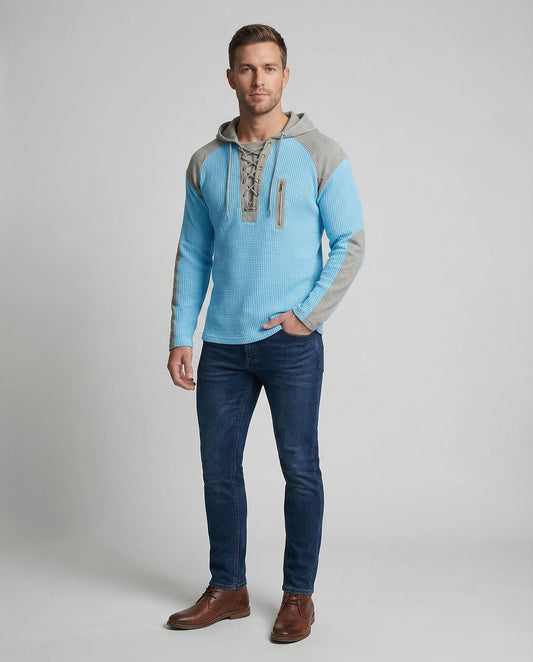 Felpa Uomo in Maglia Waffle con Cappuccio Zip e Tasche - Brentozzi