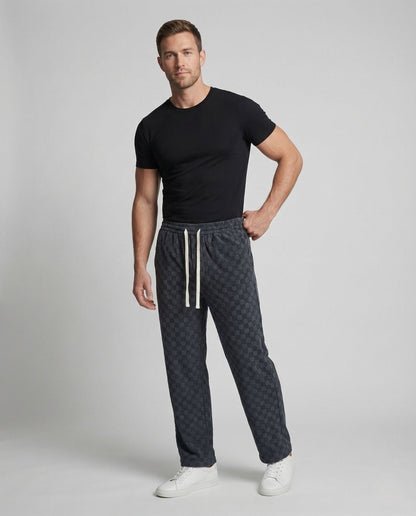Pantaloni Uomo Jacquard Fantasia Quadri Coulisse - Brentozzi