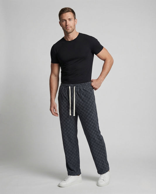 Pantaloni Uomo Jacquard Fantasia Quadri Coulisse - Brentozzi
