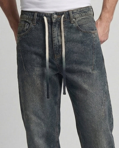 Jeans Uomo Ampi con Coulisse Vita Elasticizzata