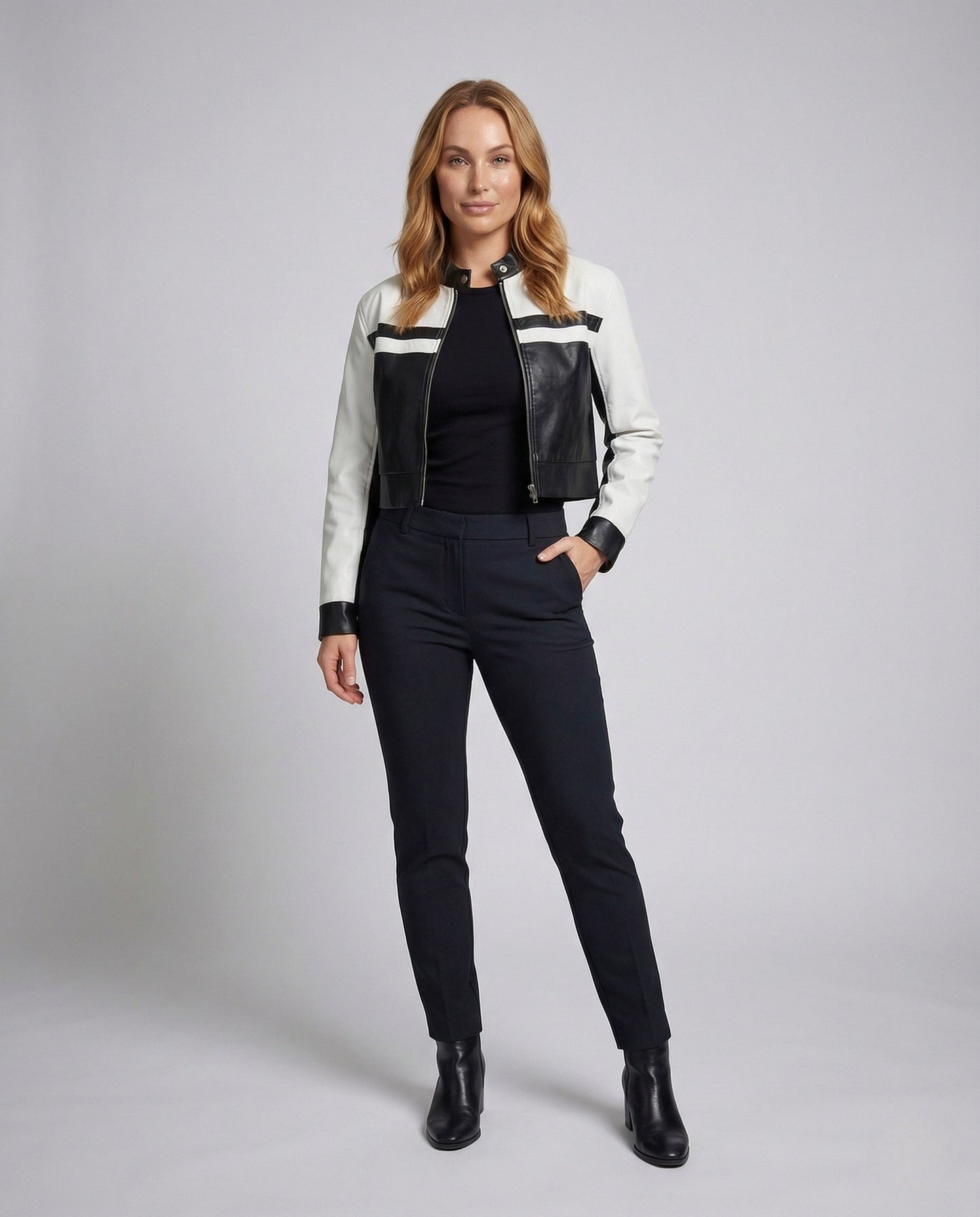 Giacca Biker Donna in Ecopelle Corta con Chiusura Zip - Brentozzi