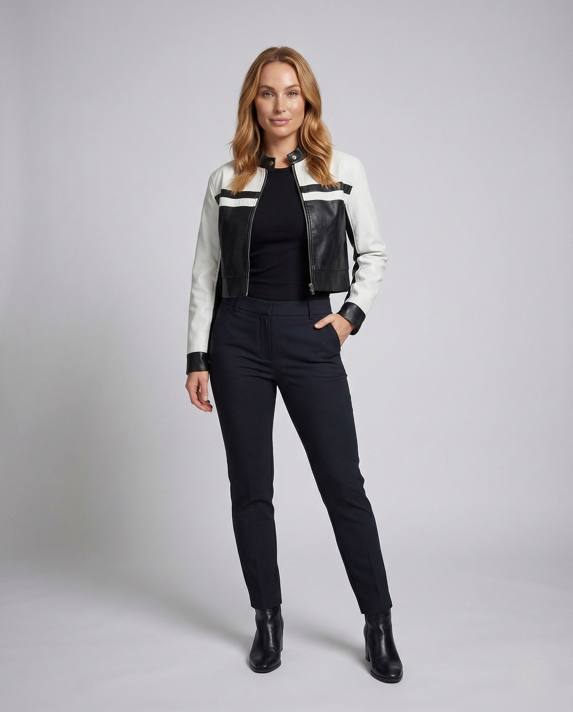 Giacca Biker Donna in Ecopelle Corta con Chiusura Zip - Brentozzi