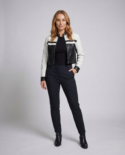 Giacca Biker Donna in Ecopelle Corta con Chiusura Zip - Brentozzi