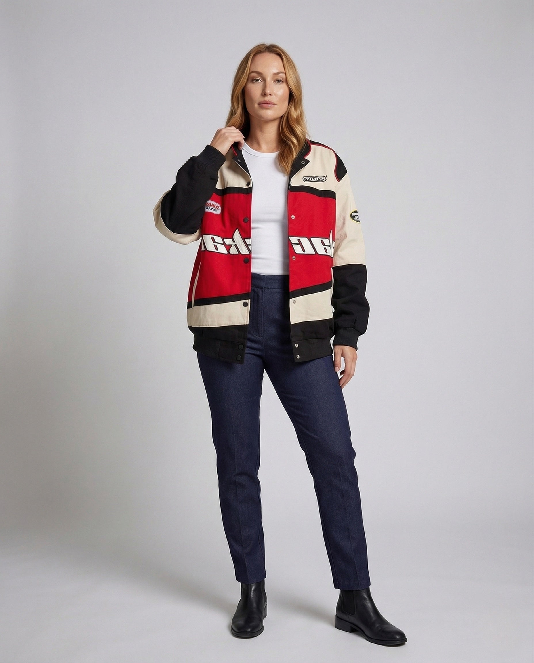 Giacca Bomber Donna con Toppe e Collo Alto - Brentozzi